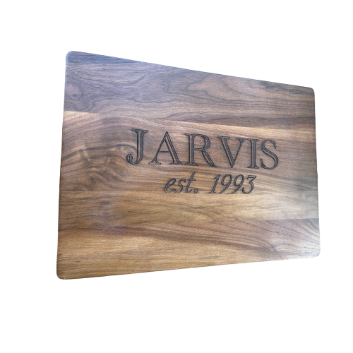Engraved Walnut Cutting Board – Wedding Gift with Last Name & Established Year (14x10")