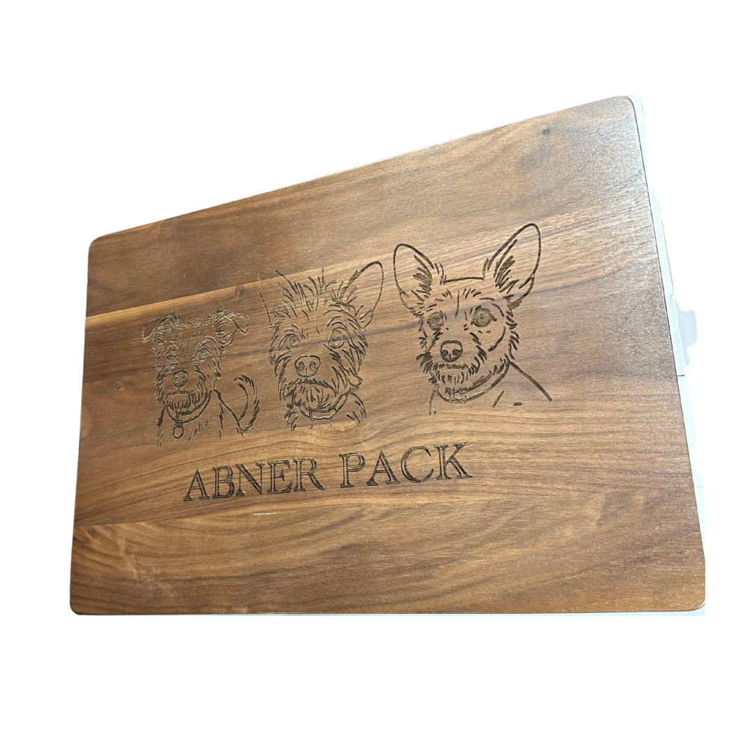 Engraved Walnut Cutting Board – Custom Dog Line Drawing (14” x 10”)
