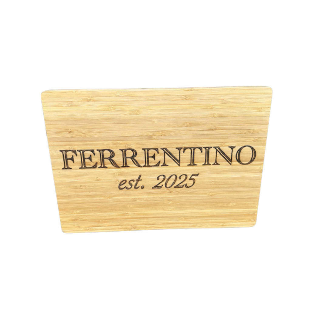 Engraved Bamboo Cutting Board – Wedding Gift with Last Name & Established Year (14x10")