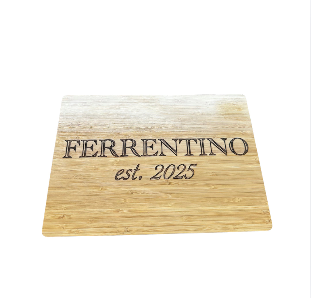 Engraved Bamboo Cutting Board – Wedding Gift with Last Name & Established Year (14x10")