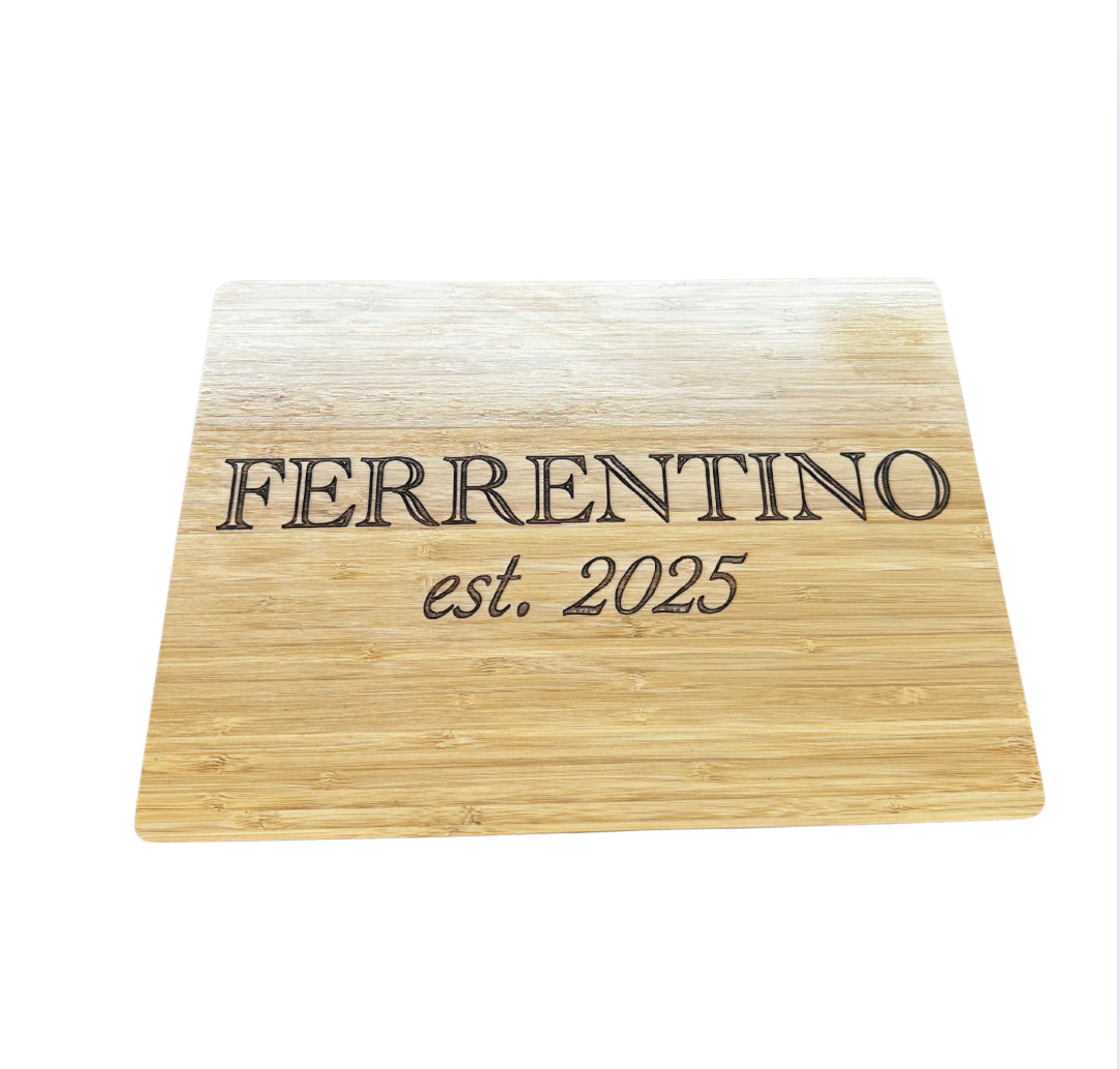 Engraved Bamboo Cutting Board – Wedding Gift with Last Name & Established Year (14x10")