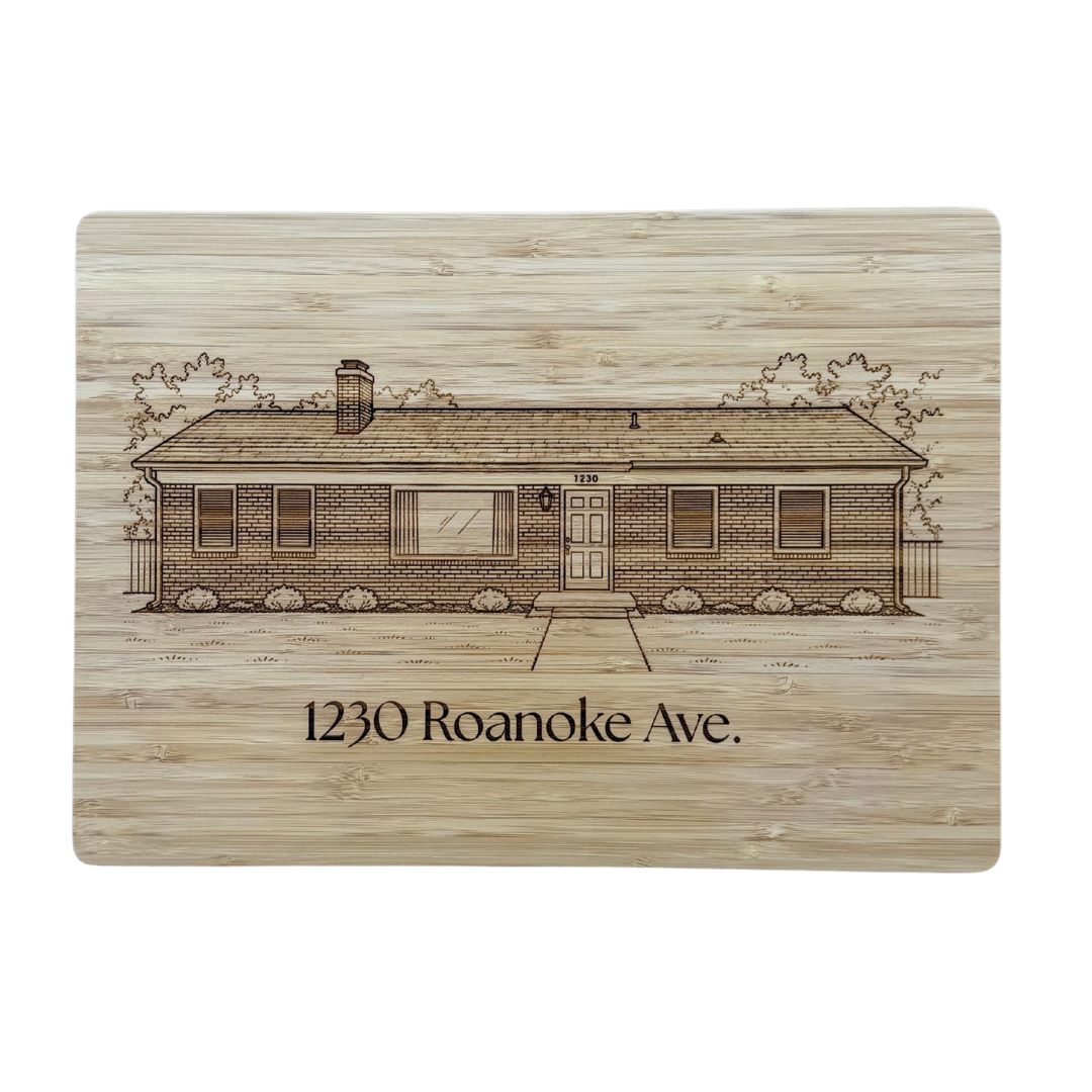 House Warming Custom Engraved Bamboo Cutting Board – (14″ x 10″)