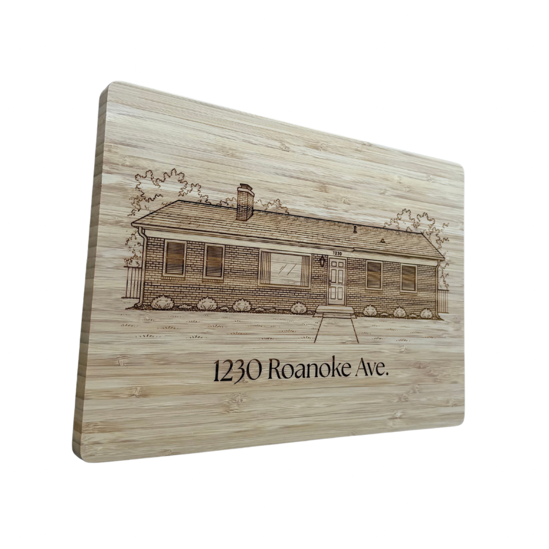 House Warming Custom Engraved Bamboo Cutting Board – (14″ x 10″)