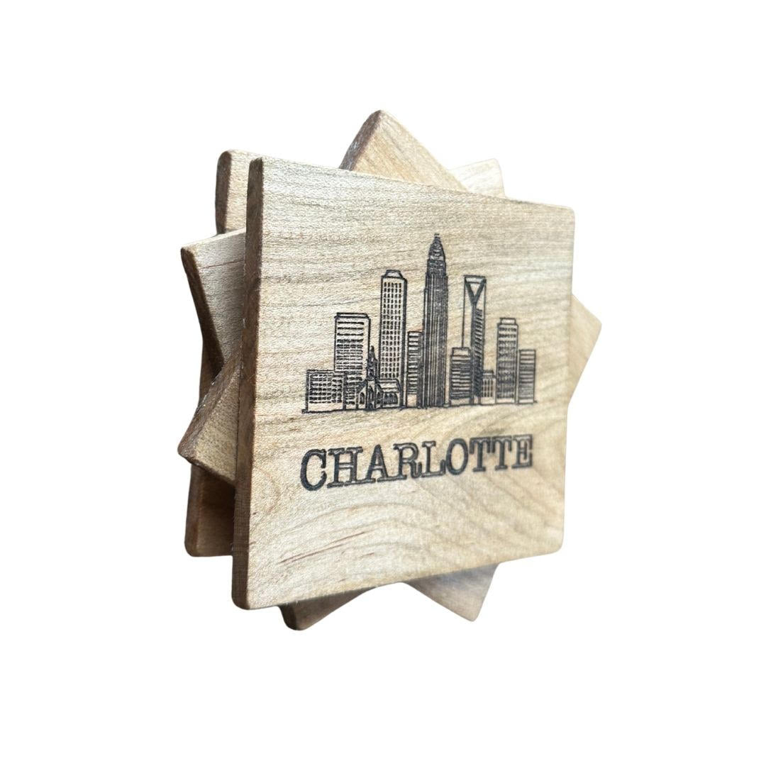 Charlotte Skyline Coasters Engraved