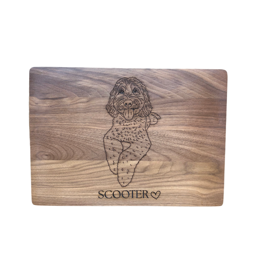 Personal Engraved Cutting Board  – Custom Dog Line Drawing (14” x 10”)
