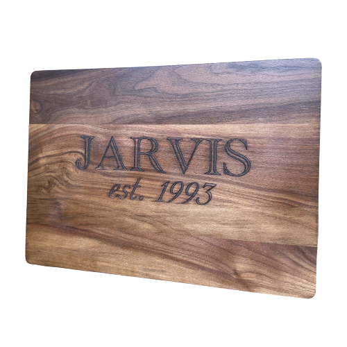 Engraved Walnut Cutting Board – Wedding Gift with Last Name & Established Year (14x10")