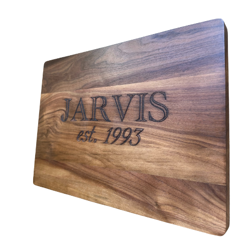 Engraved Walnut Cutting Board – Wedding Gift with Last Name & Established Year (14x10")
