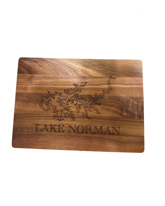 Lake Norman Outline Engraved Walnut Cutting Board