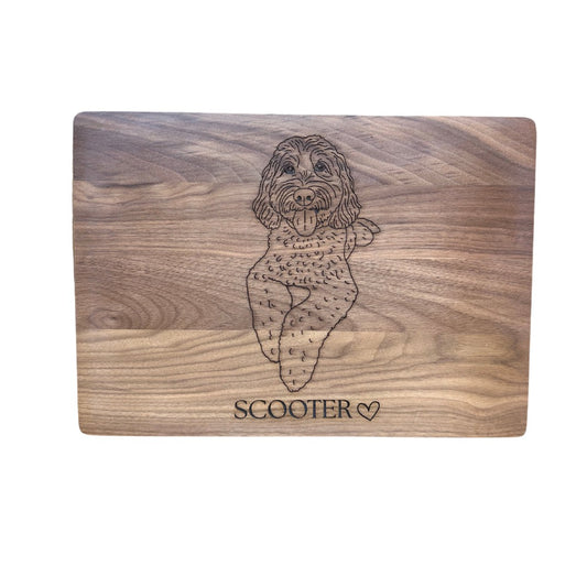Personal Engraved Cutting Board  – Custom Dog Line Drawing (14” x 10”)